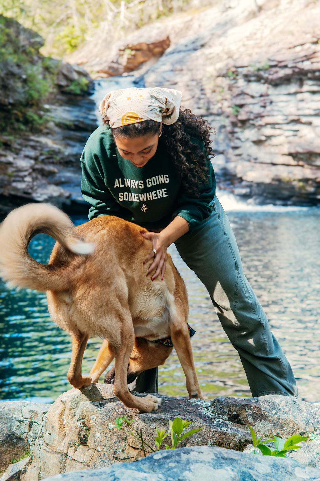 Always Going Somewhere Crewneck in Pine