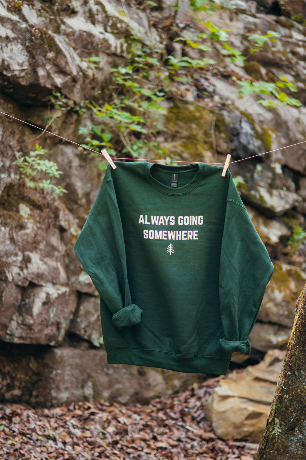 Always Going Somewhere Crewneck in Pine